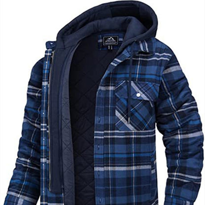 Men's Plaid Hooded Coat Winter