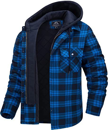Men's Plaid Hooded Coat Winter