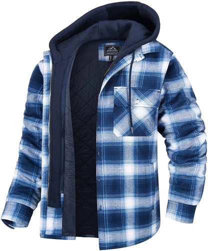 Men's Plaid Hooded Coat Winter