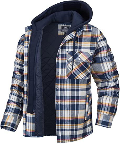 Men's Plaid Hooded Coat Winter