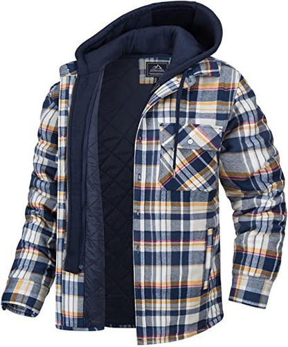 Men's Plaid Hooded Coat Winter