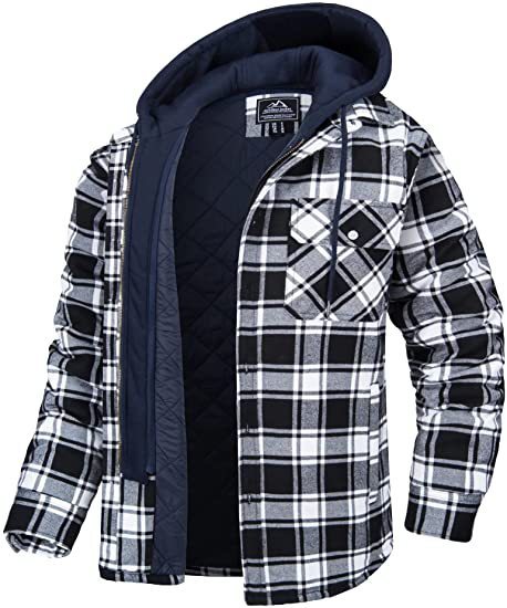 Men's Plaid Hooded Coat Winter