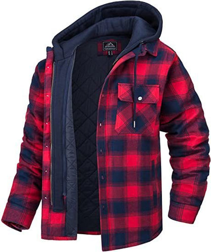 Men's Plaid Hooded Coat Winter